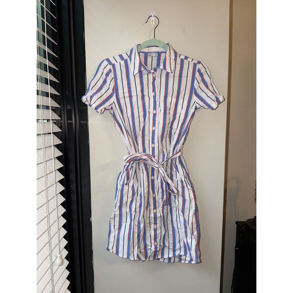 Striped Tie Waist Button Down J. Crew Dress